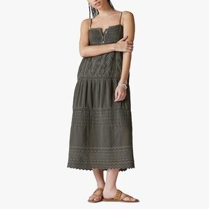 NWT Lucky Brand Women's Cutwork Paneled Maxi Dress Sz XL